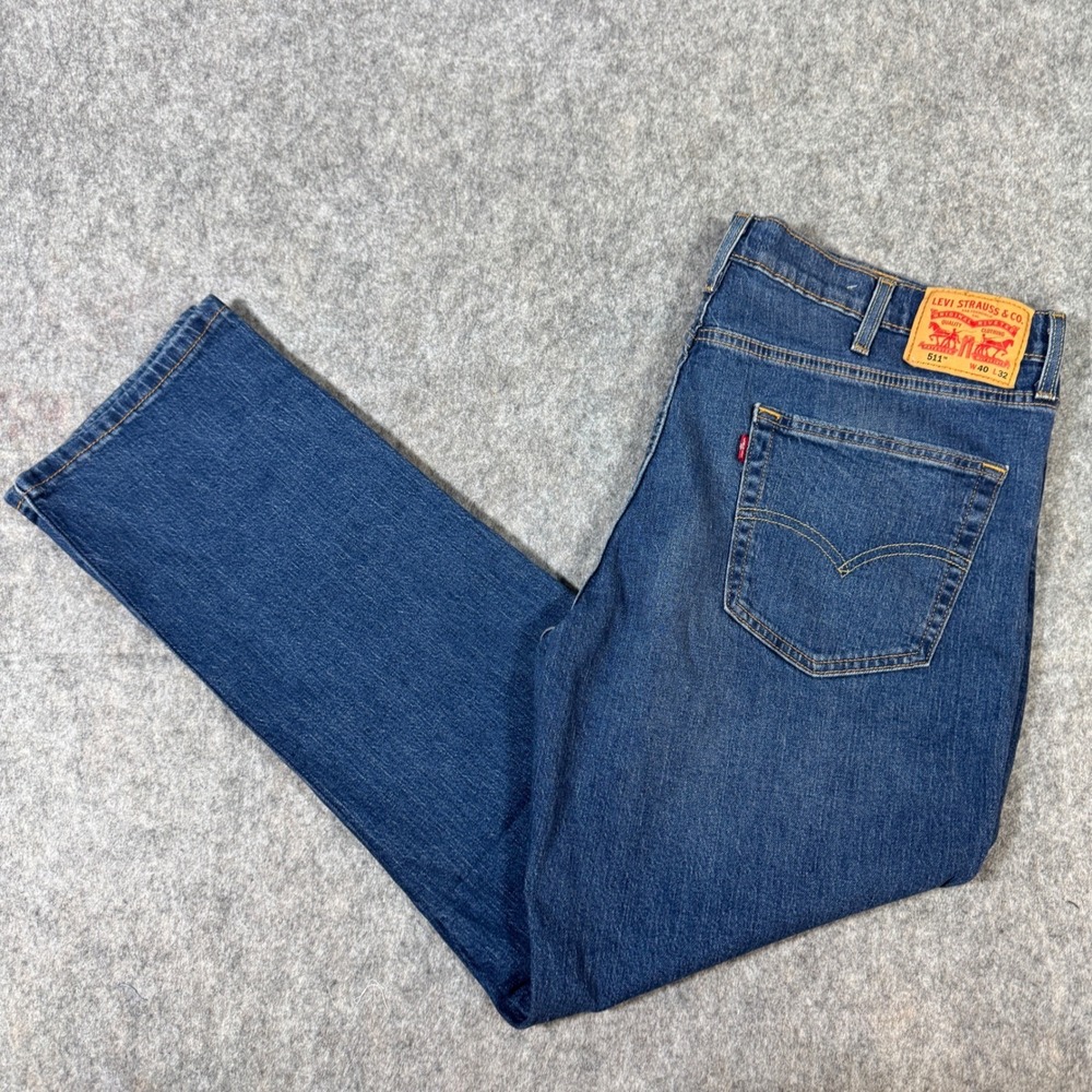 Levis 511 Slim Fit Mens Jeans W40 L32 Medium Blue Wash Denim Pants 2962